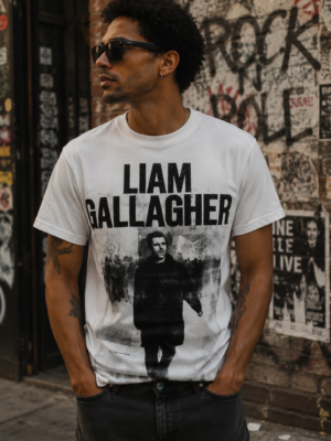 Liam Gallagher Logo Texture Photo T-Shirt White