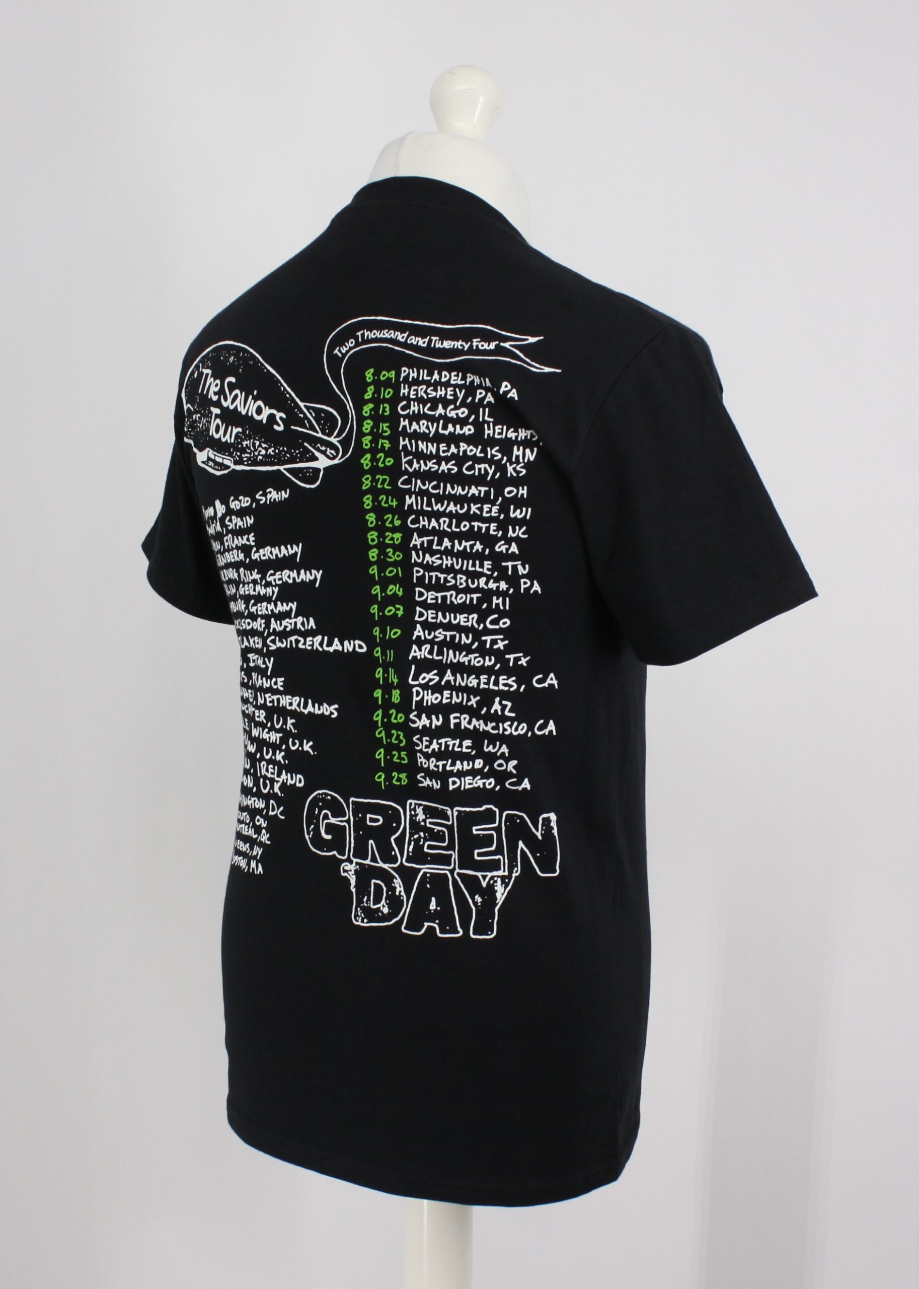 Green Day Sketch Saviors Tour T-Shirt Black - Image 4