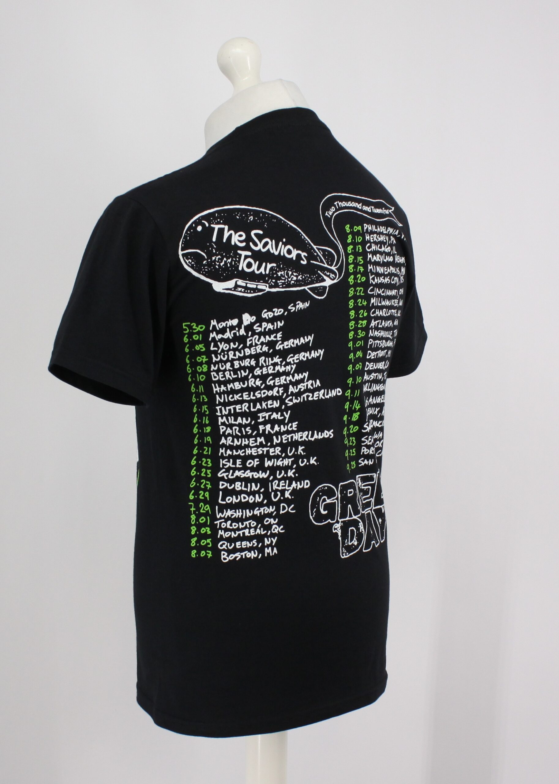 Green Day Sketch Saviors Tour T-Shirt Black - Image 5
