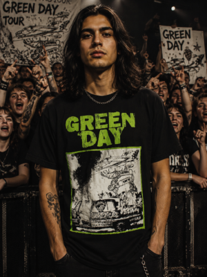 Green Day Sketch Saviors Tour T-Shirt Black