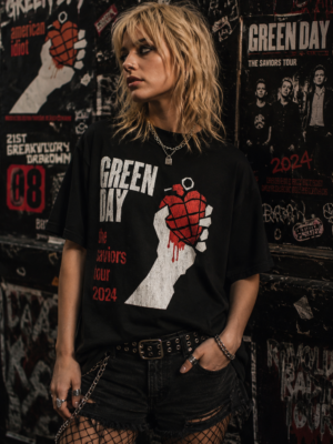 Green Day Heart Grenade Tour T-Shirt Black